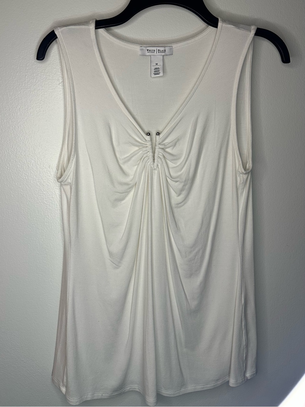 White House Black Market White Tank Top with V-Neck